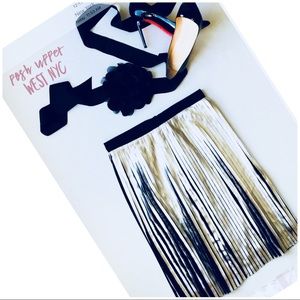 SHINE! Silver Foil  Pleated Metallic Skirt